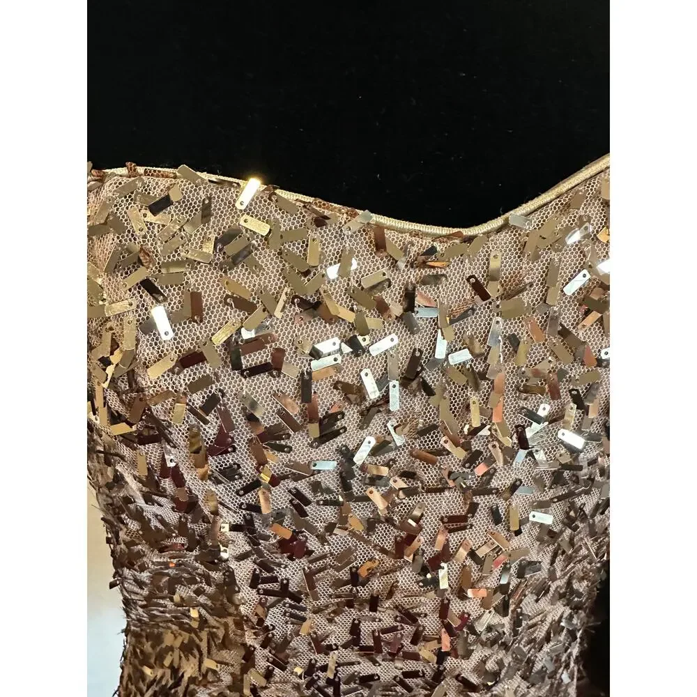 Wet Seal Gold Sequin Glam Metallic Y2K Strapless Bodycon Party Mini Dress - Picture 5 of 11